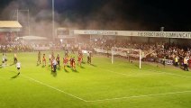 Crawley Town players and fans celebrate win against Norwich City