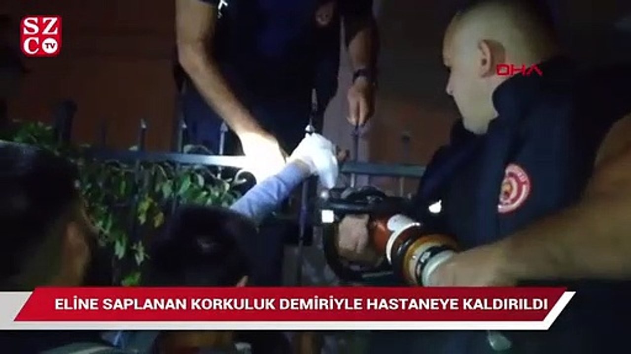 Eline saplanan korkuluk demiriyle hastaneye kaldırıldı