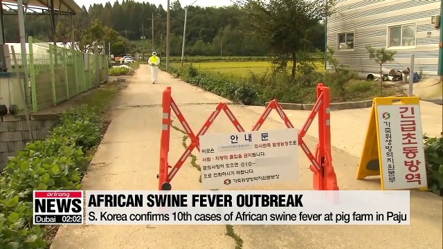 S. Korea confirms 10th cases of African swine fever at pig farm in Paju