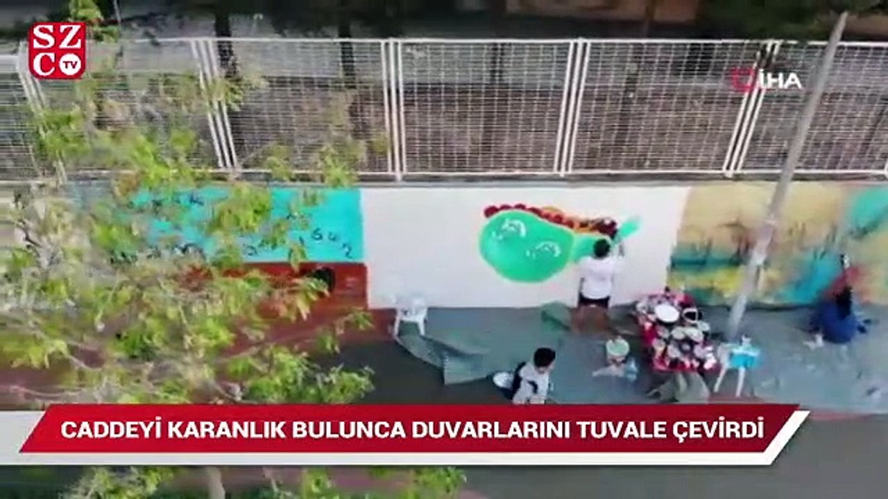 Muhtar caddeyi karanlık buldu, 50 ressam duvarları tuvale çevirdi