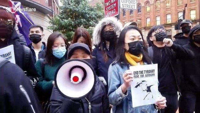 Supporters of Hong Kong's pro-democracy movement and pro-China protesters hold rallies in UK