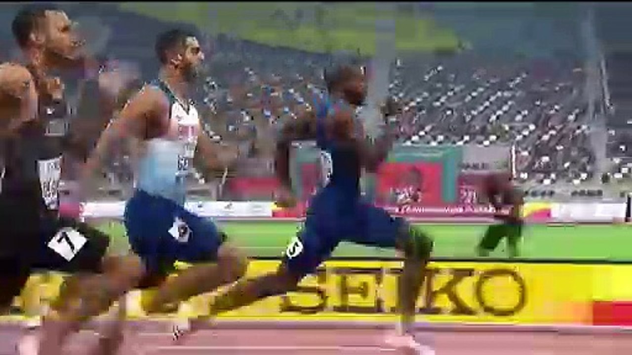 American Noah Lyles wins the men's 200m final in Doha