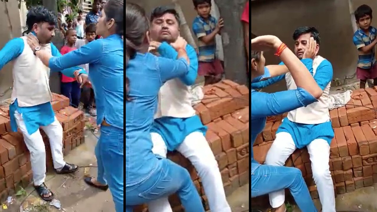 बीच सड़क पर शोहदे की लात-घूंसों से युवती ने जमक...