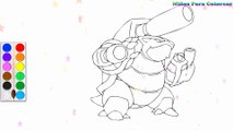 Coloration Tortue - Blastoise Pokémon | Peindre pour les jeunes enfants et dessiner pour les enfants