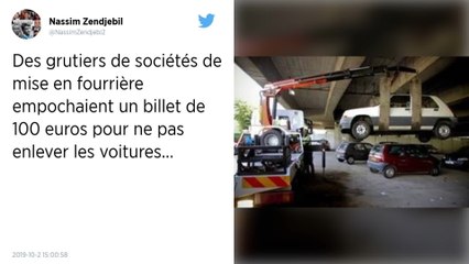 Paris : Les grutiers de la fourrière réclamaient 100 € pour ne pas embarquer les véhicules