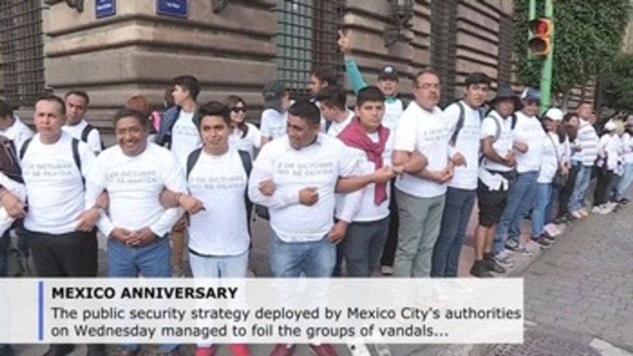 Vandals fail to seriously disrupt Mexico City's Tlatelolco massacre march