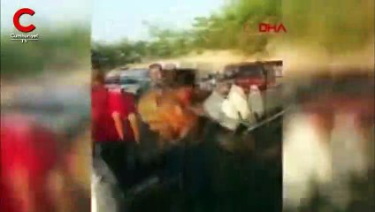 Seyir halindeki yolcu otobüsü alev alev yandı