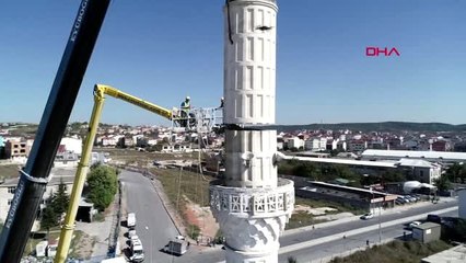 Arnavutköy'de caminin minaresinin bir bölümü söküldü havadan aktüel görüntüler)