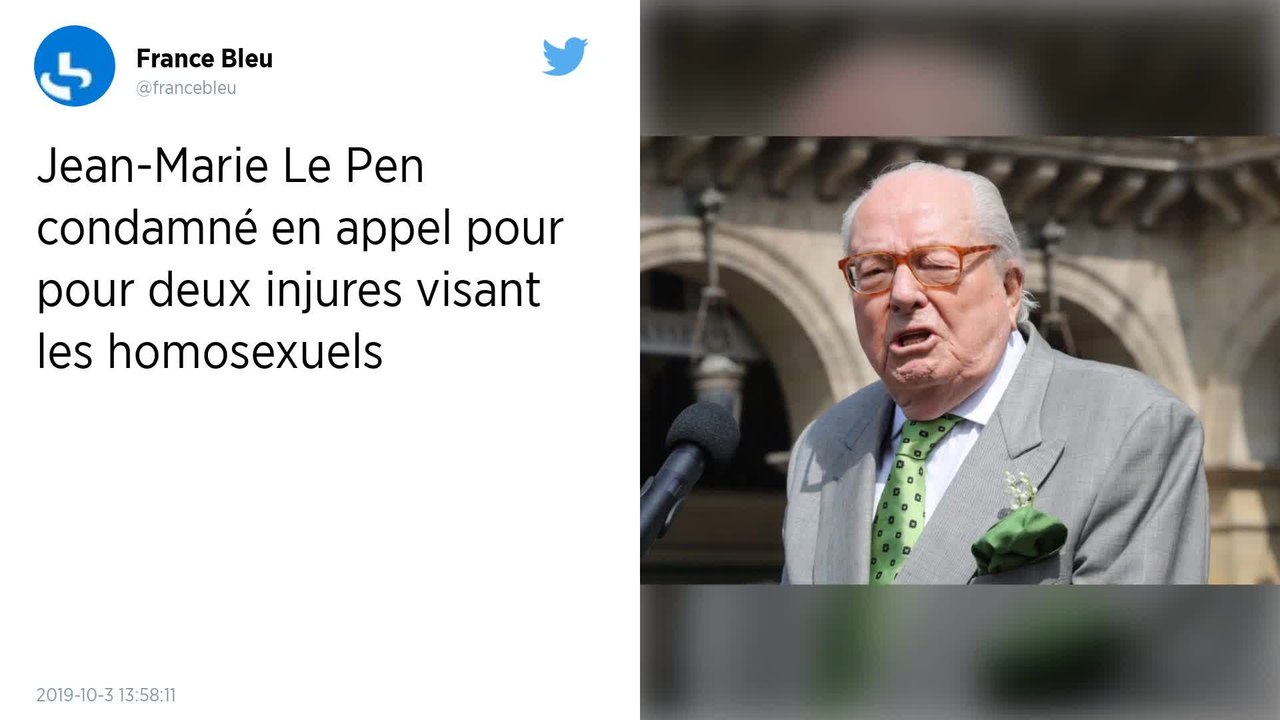 Jean-Marie Le Pen condamné en appel pour des injures homophobes
