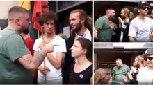 Cliente com "sangue viking" enfrenta ativistas que tentavam impedi-lo de entrar num Mcdonald's