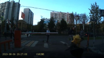 Cyclist Taken Down by Barrier Pole
