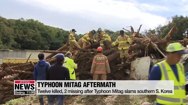 Twelve killed, 2 missing after Typhoon Mitag slams southern S. Korea