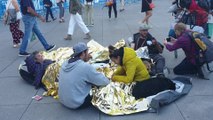 Personas sin hogar protestan frente al Ayuntamiento de Madrid