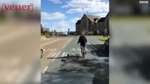 Shocking Video Shows Small Dog On Leash Trying To Keep Up With Owner On Bike
