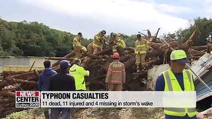 Eleven killed, four missing after typhoon Mitag hit S. Korea