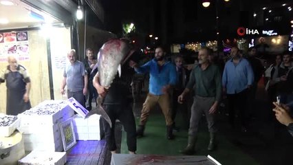 Rize'de 90 kiloluk orkinosa büyük ilgi