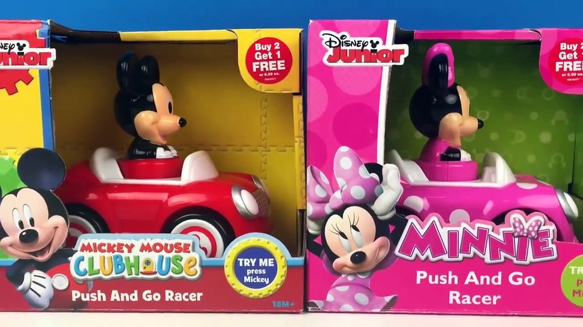 MICKEY MOUSE Y MINNIE MOUSE EN SUS VEHICULOS DESCAPOTABLES MICKEY MOUSE  PUSH AND GO RACE CAR JUGUETE - video Dailymotion