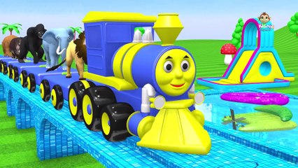 Baby Fun Time with Animal Toy Train Slider at Water Pool Toys "Pool Floats" (Kidzee Rhymes)