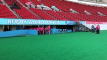 Mondial de rugby : les Bleus à l'entraînement au Kumamoto Stadium