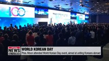 Pres. Moon asks Koreans living abroad to help achieve peace on Korean Peninsula