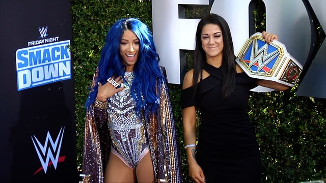 Sasha Banks and Bailey WWE 20th Anniversary Celebration Event Blue Carpet