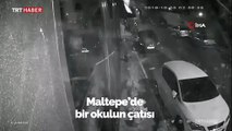 Kuvvetli fırtına Maltepe'de bir okulun çatısını uçurdu