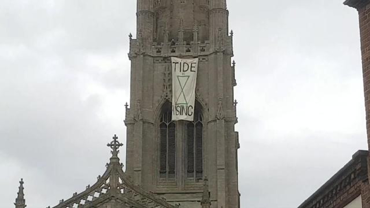 Extinction Rebellion Louth banner drop.
