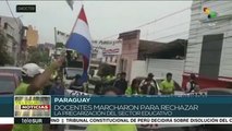 Docentes paraguayos marchan para rechazar precarización del sector