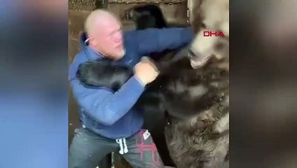 Antrenman olsun diye ayıyla güreşti