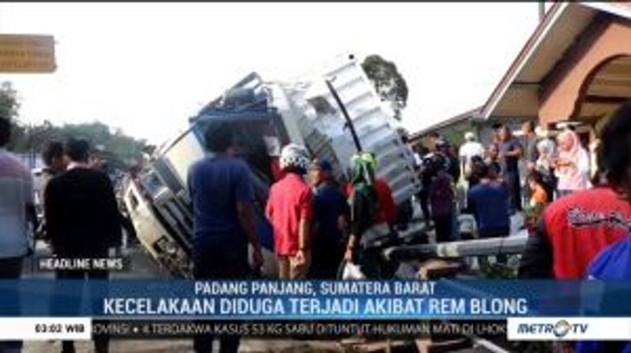 Rem Blong, Truk Tabrak Rumah dan Lima Kendaraan di Padang Panjang