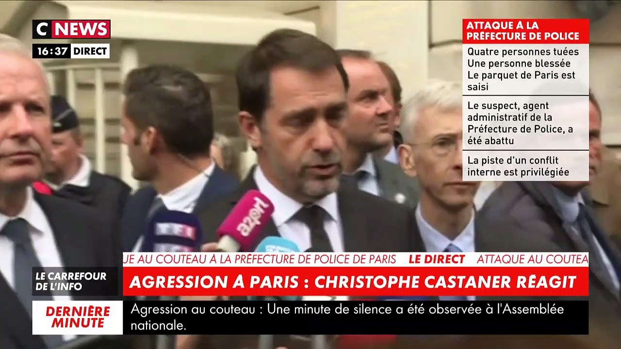 Attaque au couteau à la préfecture de police de Paris:   Christophe Castaner affirme qu'il n'y avait aucun signe de radicalisation