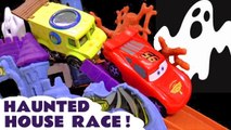 Halloween Hot Wheels Spooky Challenge with Disney Pixar Cars McQueen vs Spongebob and DC Comics Batman in this Full Episode English Toy Story