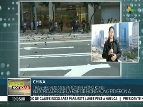 Continúan violentas protestas por grupos opositores en Hong Kong