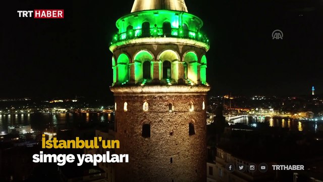 İstanbul'un simgeleri serebral palsi için yeşile büründü