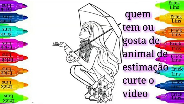 (PINTURAS) PINTANDO E COLORINDO LINDOS DESENHOS DE BARBIE _princess_FASHION COM LINDOS CACHORRINHOS _dog2__poodle__dog_ ( 480 X