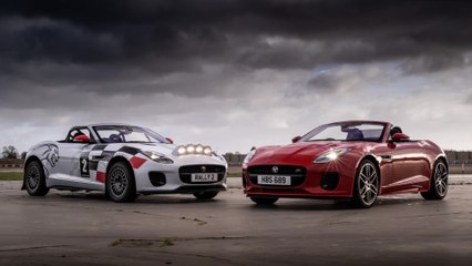 Jaguar F-Type Chequered flag and F-Type Rally car in Kenilworth