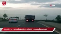 Kurtköy’de patenli gencin tehlikeli yolculuğu kamerada