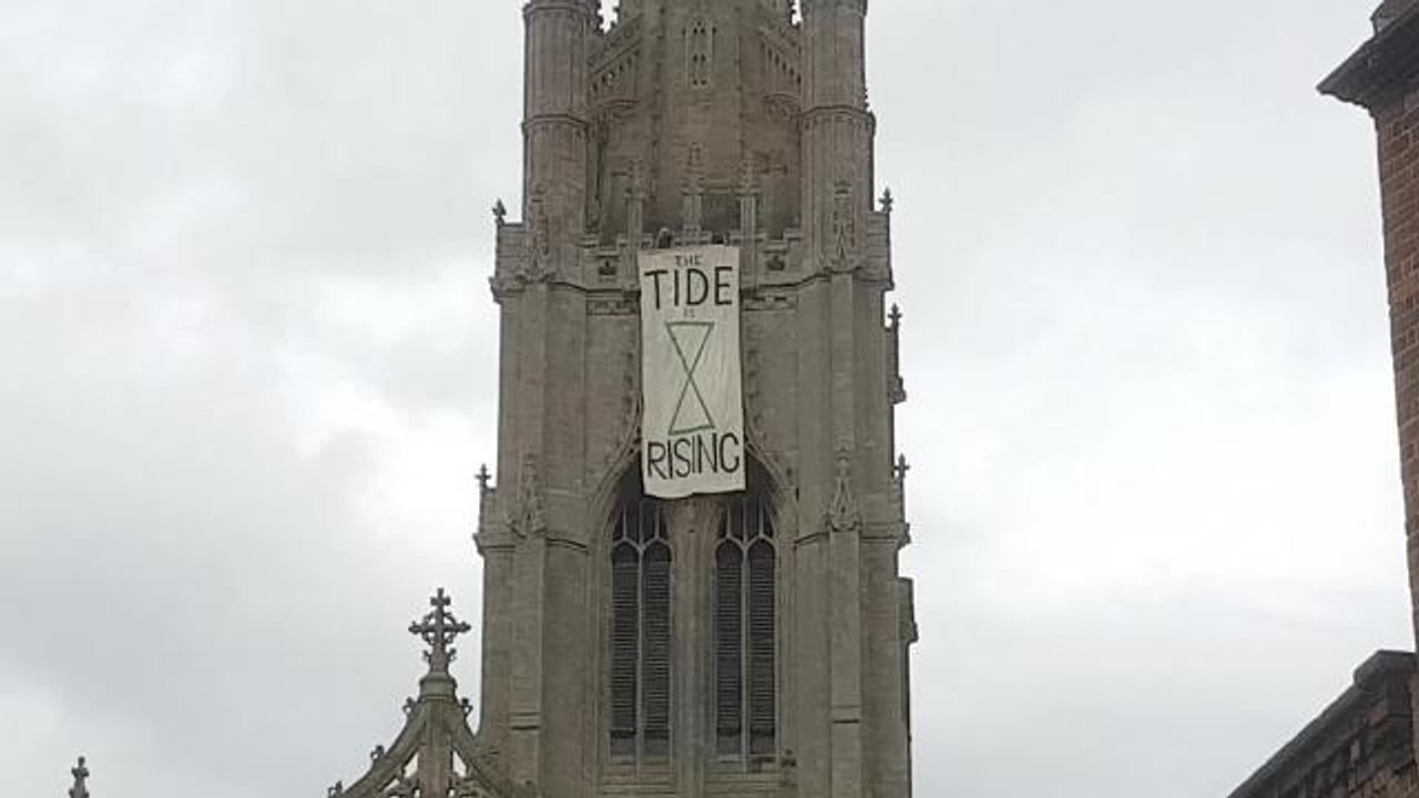 Extinction Rebellion banner drop in Louth