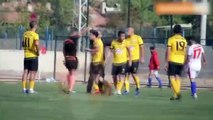 Kulüp başkanı kırmızı kart gören futbolcusuna saldırdı