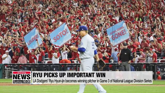 Ryu Hyun-jin helps LA Dodgers win National League Division Series Game 3 against Washington Nationals