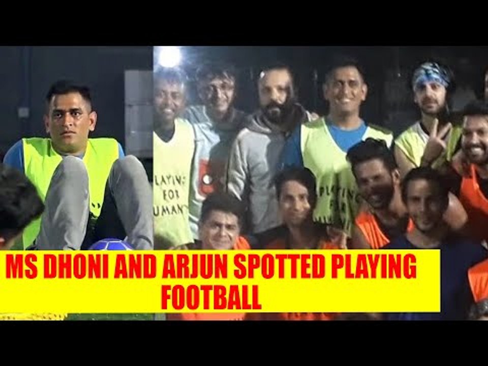 MS Dhoni and Arjun Kapoor spotted playing football