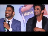 Mahendra Singh Dhoni and Sushant Singh Rajput in a jovial mood at the trailer launch of MS Dhoni