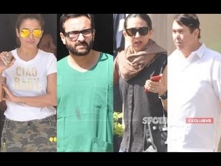 Saif Ali Khan, Karisma and Randhir Kapoor by Kareena's side at the Breach Candy Hospital | SpotboyE