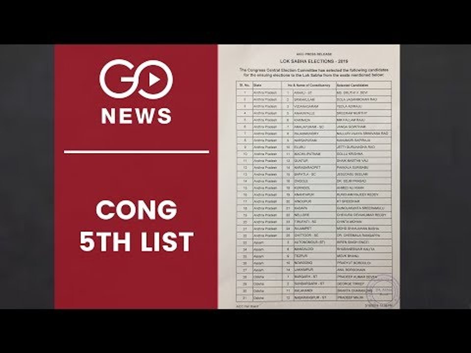 Congress Releases 5th List
