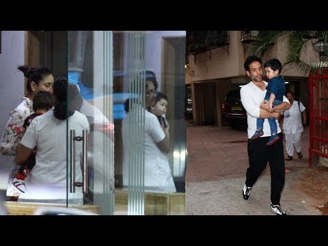 SPOTTED: Kareena Kapoor with Baby Taimur and Tusshar Kapoor with Laksshya | SpotboyE