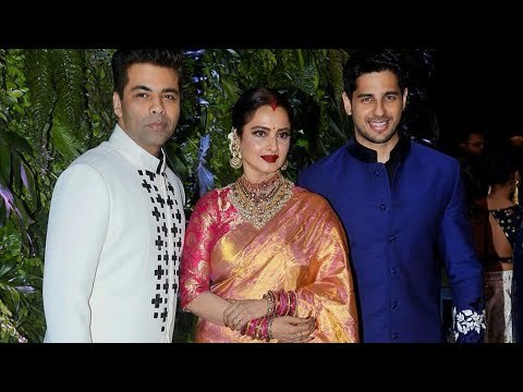 Karan Johar, Rekha, Madhuri, Sidharth Malhotra at Virat Anushka's Reception | SpotboyE