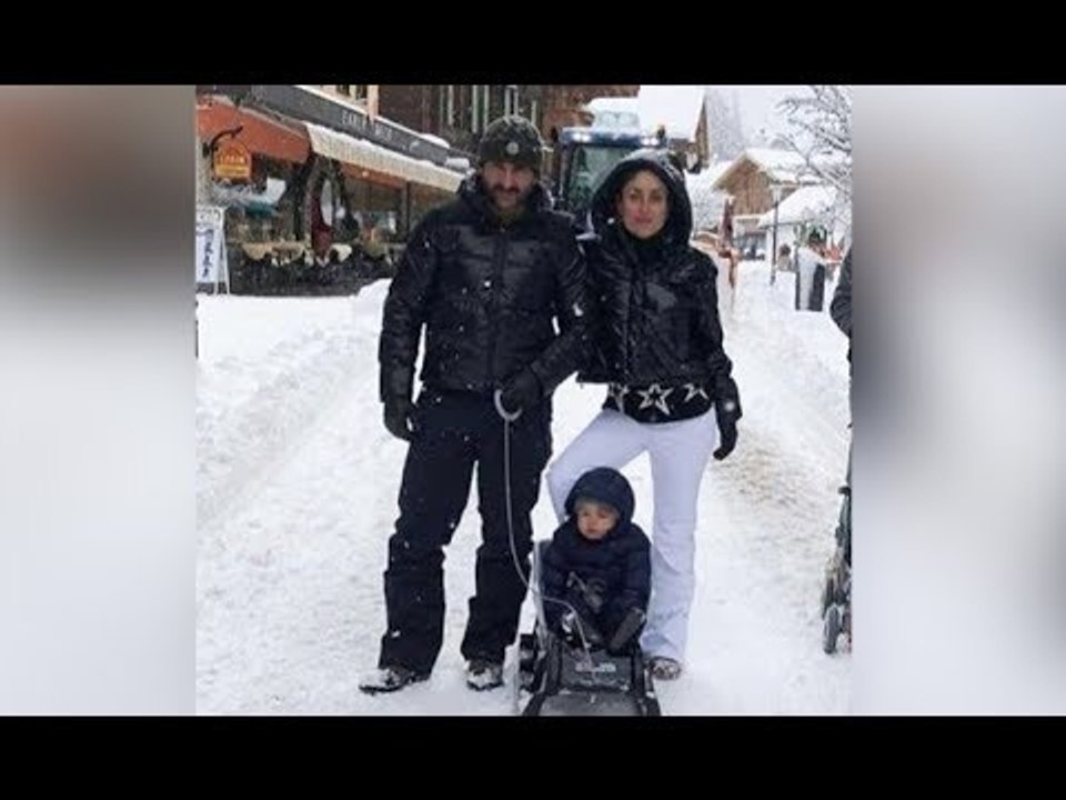 Taimur Ali Khan Enjoys His First Snow With Kareena Kapoor & Saif Ali Khan In Switzerland | SpotboyE