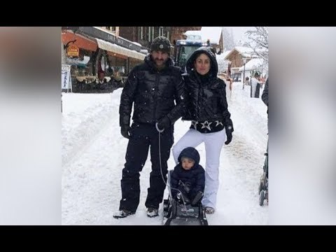 Taimur Ali Khan Enjoys His First Snow With Kareena Kapoor & Saif Ali Khan In Switzerland | SpotboyE