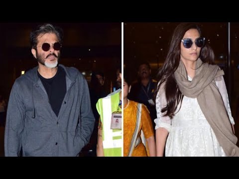 Sonam Kapoor and Anil Kapoor at the Airport as they arrive back post Demise of Sridevi | SpotboyE