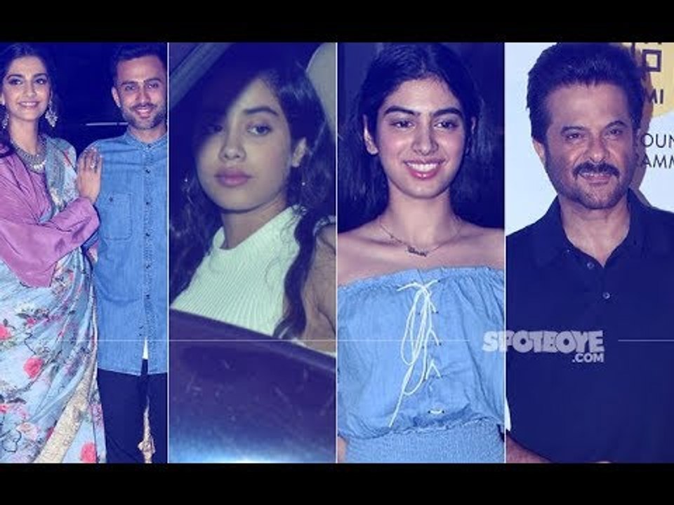 Sonam-Anand, Janhvi-Khushi, Anil Kapoor At Bhavesh Joshi Superhero Screening | SpotboyE